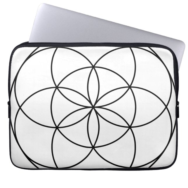 Livets frö Sacred Geometry svart & vit Laptop Fodral (Framsidan)