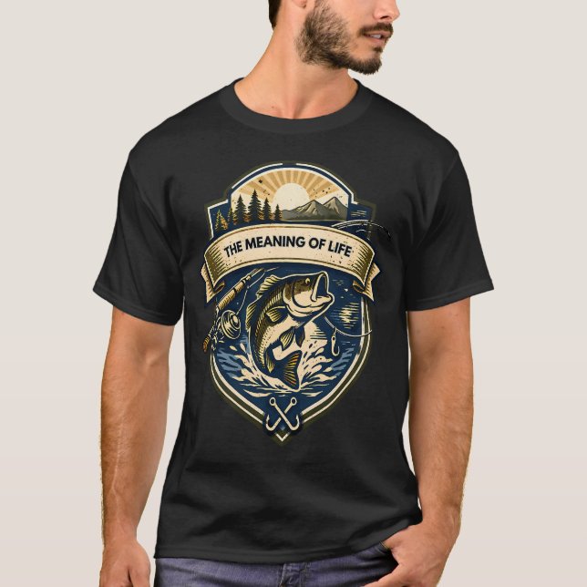 Livets Mening Fiske Märke T Shirt (Framsida)