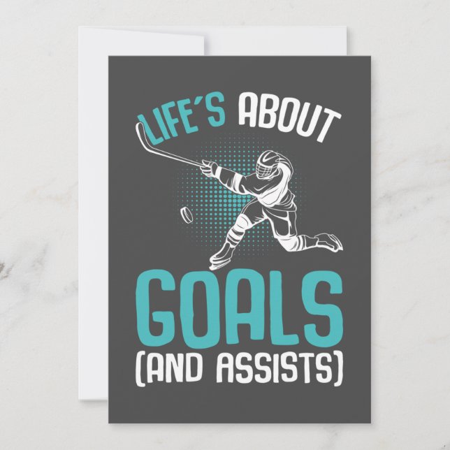 Livets Om Mål Hockeyspelare Ishockey Ungdom  Julkort (Framsida)