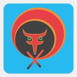 Livets räv - Röd. Fyrkantigt Klistermärke