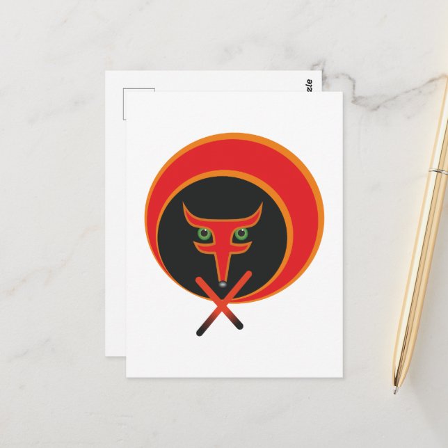 Livets räv - Röd. Vykort (Fram/Back In Situ)