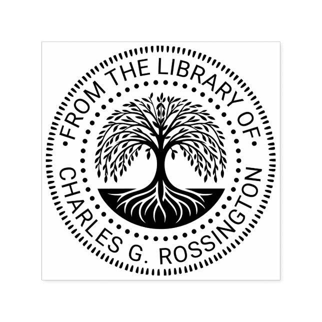 Livets träd #3N Biblioteksboknamn Självfärgande Stämpel (Design)