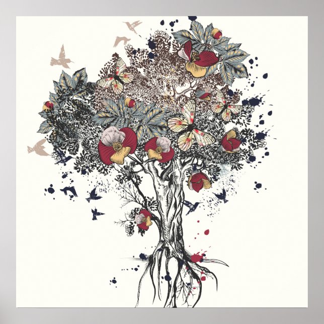 Livets träd Abstrakt Art Poster (Framsidan)
