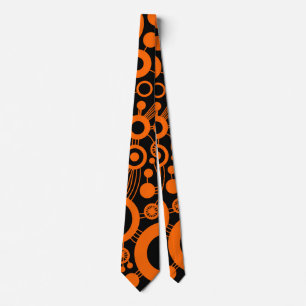 Livets träd Abstrakt - Orange och svart Slips