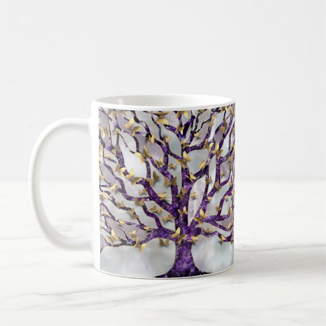 Livets träd - Ametyst och Butterflies Kaffemugg (Vänster)