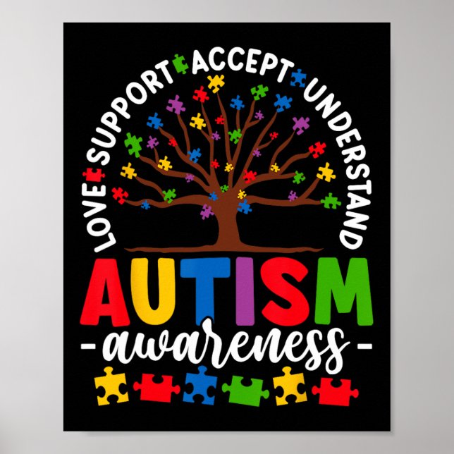 Livets Träd Autism Acceptans Kärlek Stöd  Poster (Framsidan)