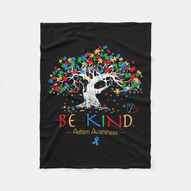 Livets träd Autism Awareness Month Puzzle Asd Sup Fleecefilt (Framsidan)