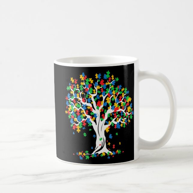 Livets träd Autism Awareness Month Roligt ASD Supp Kaffemugg (Höger)