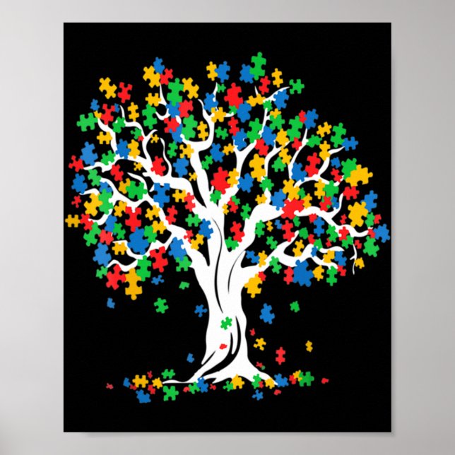 Livets träd Autism Awareness Month Roligt ASD Supp Poster (Framsidan)