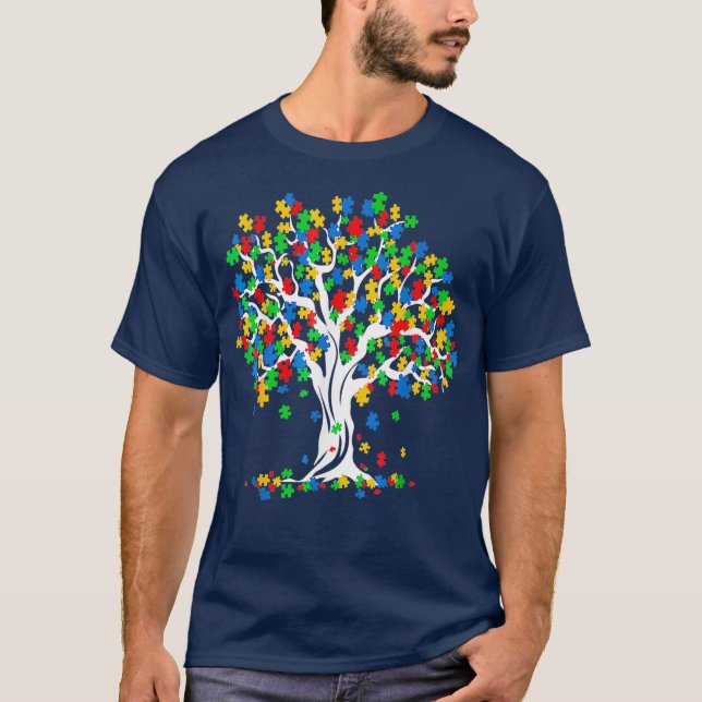 Livets träd Autism Awareness Month T Shirt (Framsida)