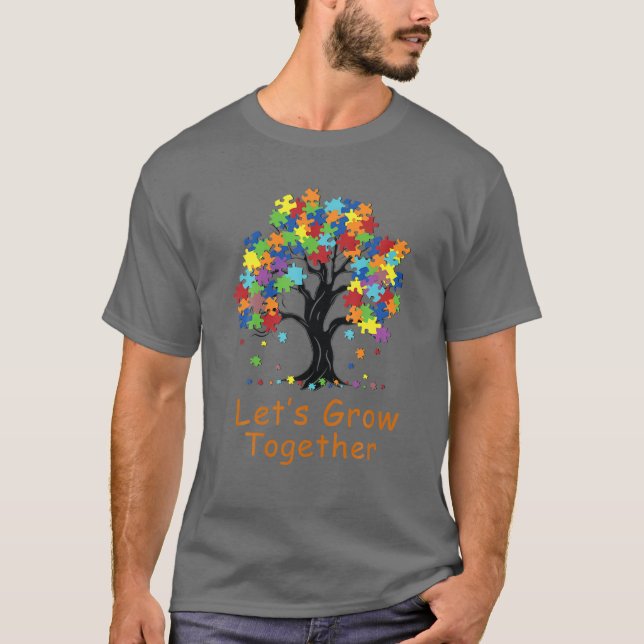 Livets träd Autism Låt oss växa samman Autism P T Shirt (Framsida)