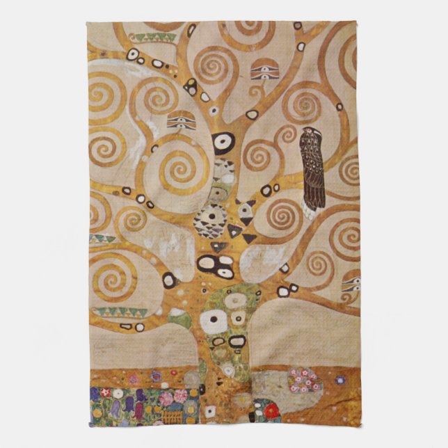Livets Träd av Gustav Klimt, Stilisert jugendstil Kökshandduk (Vertikal)