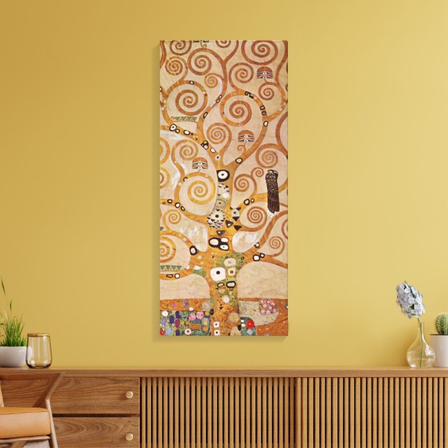Livets träd av Gustav Klimt, Stylized Art nouveau Canvastryck (Insitu (Vardagsrum))