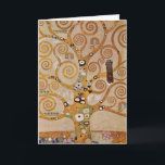 Livets träd av Gustav Klimt, Stylized Art nouveau Kort<br><div class="desc">Livets träd (1905-1911) av Gustav Klimt. Livets träd är en vintage-Art nouveau-målning där kunskapens träd ifrågasätter den svarta fågel som ber, dödssymbolen. Den normala livscykeln enligt Freud och Klimt. Stoclet Frieze är en serie symbolpaneler och Gustav Klimts sista underbara verk. De var målade i matsalen i Palais Stoclet i Bryssel...</div>