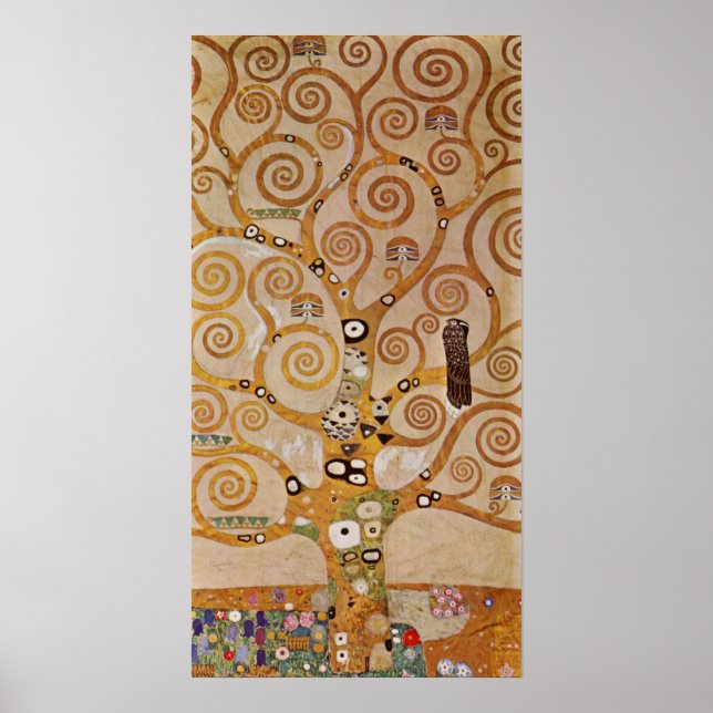 Livets träd av Gustav Klimt, Stylized Art nouveau Poster (Framsidan)