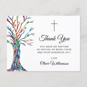 Livets träd Baptism Christening Tack Vykort