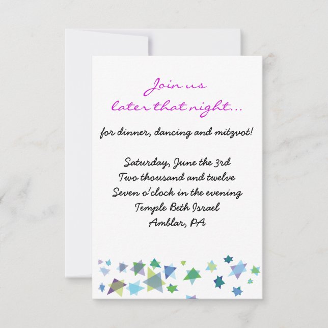 Livets Träd Bat Mitzvah-inbjudan Party Card Inbjudningar (Framsida)
