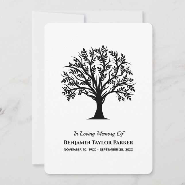Livets träd Bereavement Sympathy Funeral Memorial Tack Kort (Framsida)