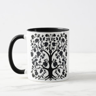 Livets träd Blommigt #5, svartvitt Mugg