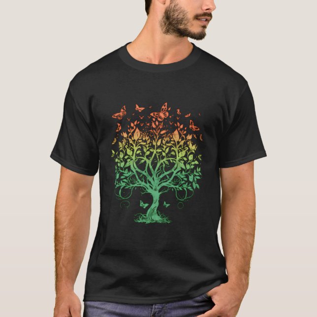 Livets träd Butterfly Natature Älskare Conservatio T Shirt (Framsida)