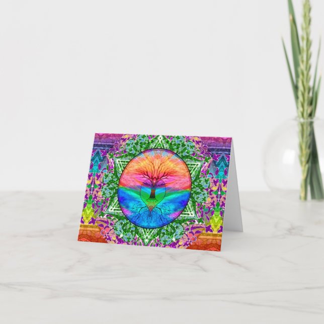 Livets träd Calming Rainbow Tack Kort (Framsida)