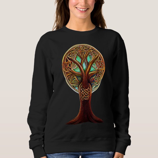 Livets träd Celtic Knotwork Yggdrasil Irish Symbo T Shirt (Framsida)