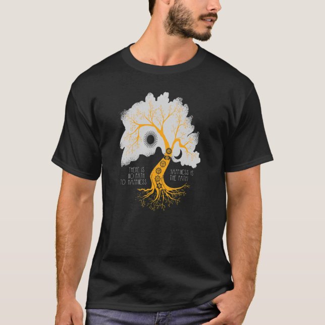Livets träd Chakra Symbols Happiness T Shirt (Framsida)