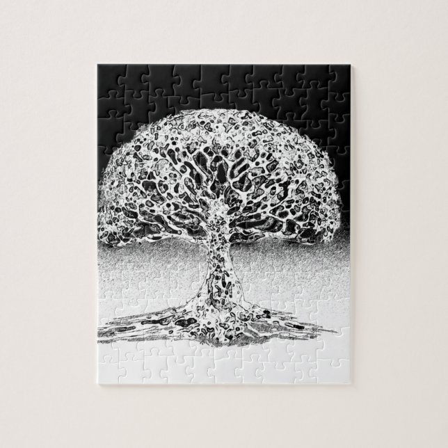 Livets träd Coral Reef Black and White Pussel (Vertikal)
