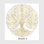 Livets träd Cream & Guld Celtic Bröllop Klistermärken<br><div class="desc">Anpassa med eller utan text</div>