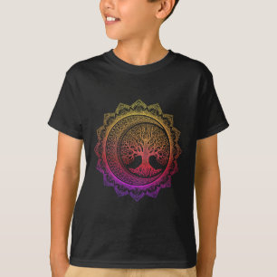 Livets Träd Crescent Månefaser Blommig Mandala Yo T Shirt