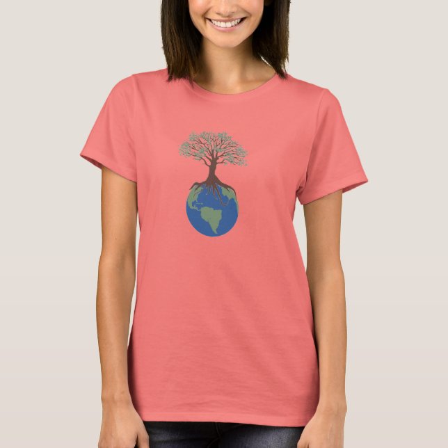 Livets träd Dam Ringer Tee Shirt (Framsida)