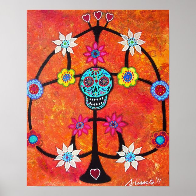 LIVETS TRÄD DAY OF THE DEAD CANDLE-INNEHAVARE POST POSTER (Framsidan)
