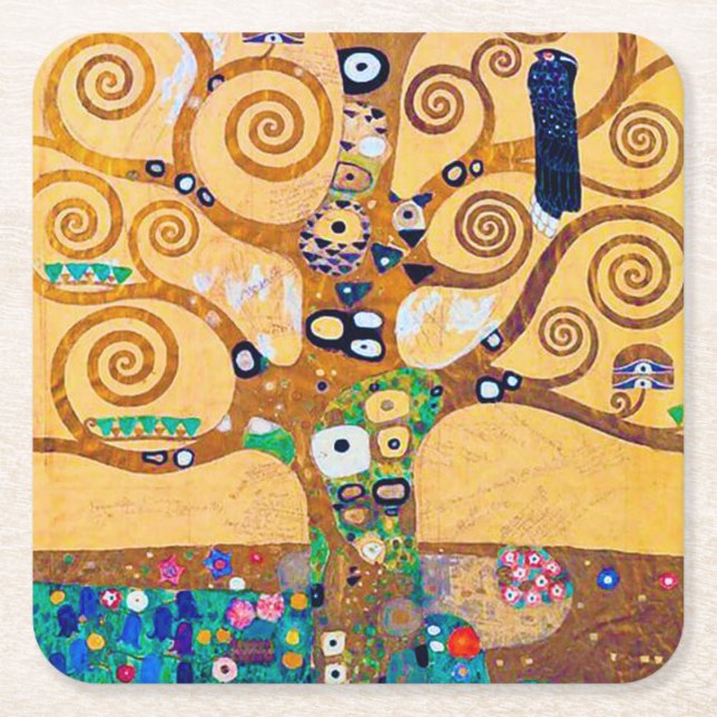 Livets träd (detaljer), Klimt Underlägg Papper Kvadrat (Framsidan)