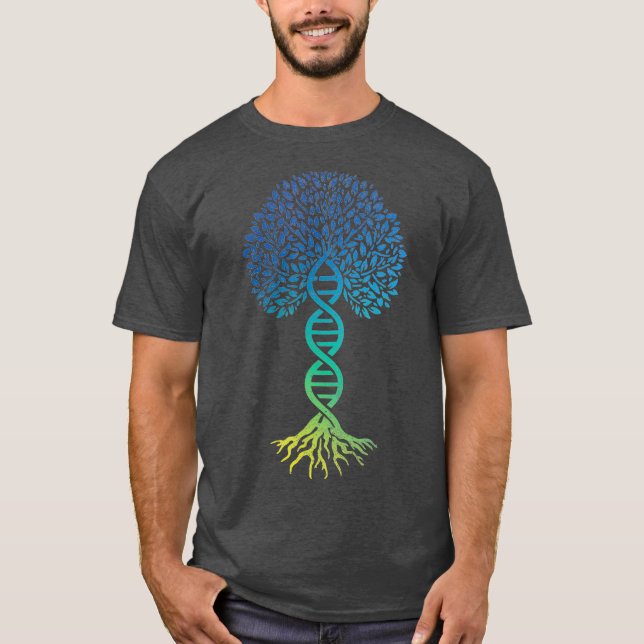 Livets träd DNA Science Genetics Earth Day Blue T Shirt (Framsida)