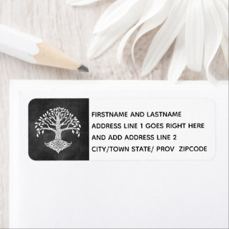 Livets träd-etikettbild på Lämnat Returadress Etikett