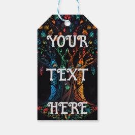 Livets träd färgad presentetikett