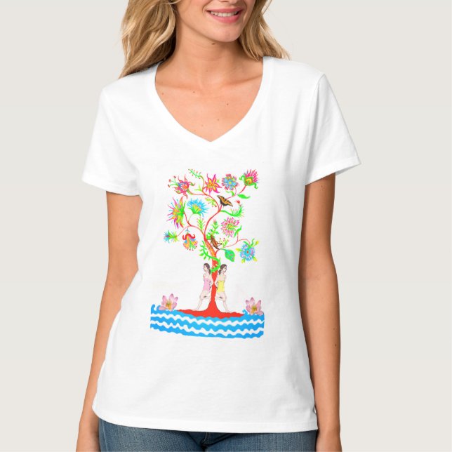 Livets träd. Flora och fauna T Shirt (Framsida)
