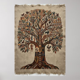 Livets träd Folklig konstaffisch | Kalamkari Boho Poster