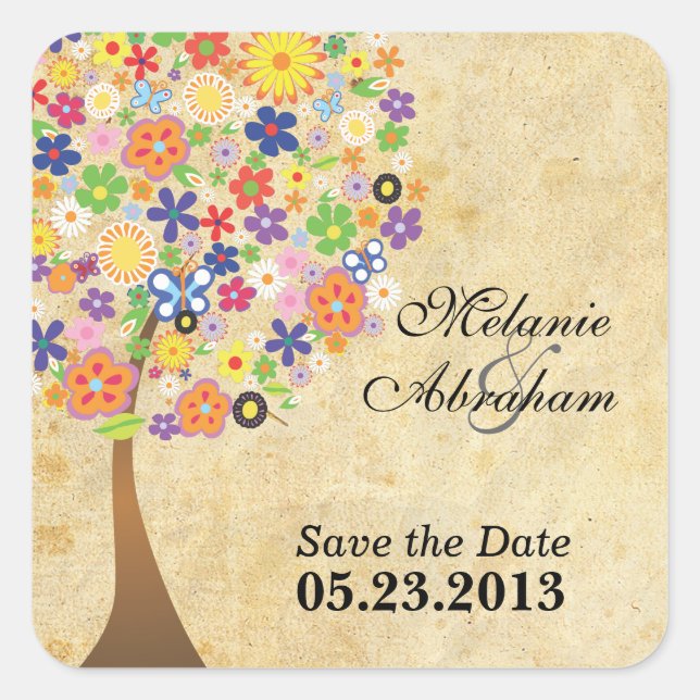 Livets träd fyrkantigt klistermärke (Framsida)