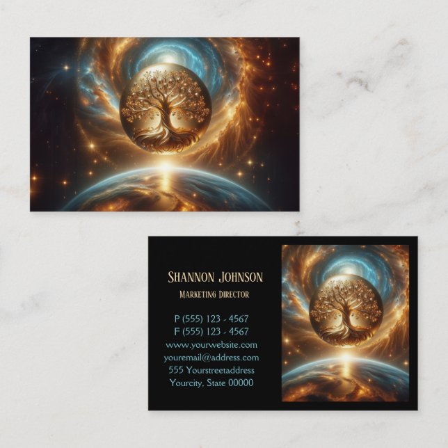 Livets träd Galaxy Golden Visitkort (Fram/baksida)