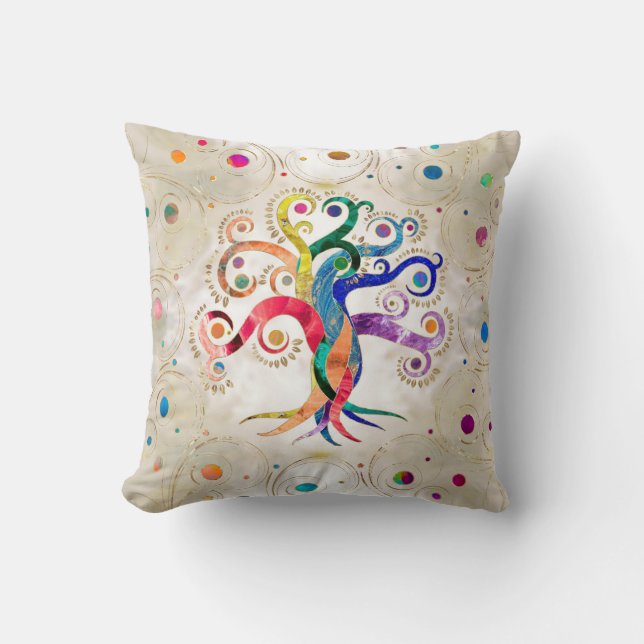 Livets träd - Gemstone Mineral Rainbow Swirl Kudde (Framsida)
