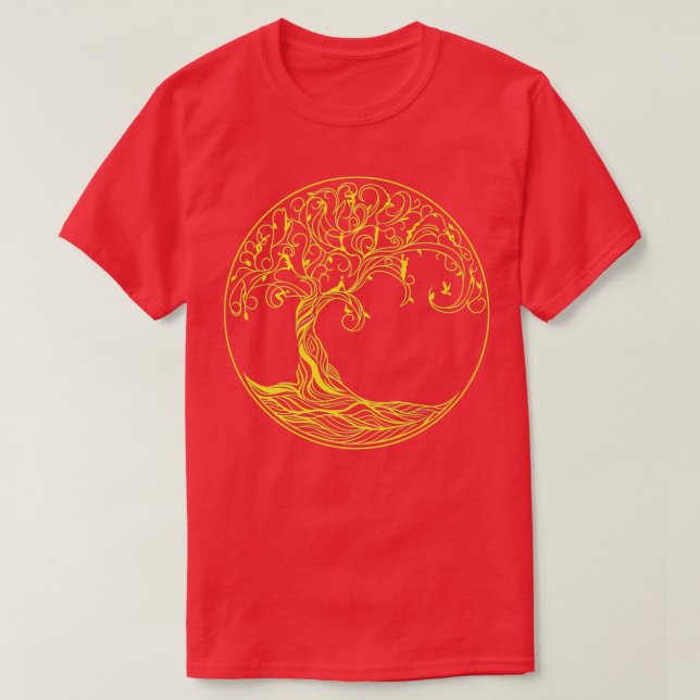 Livets träd Gult Mystic T Shirt (Design framsida)