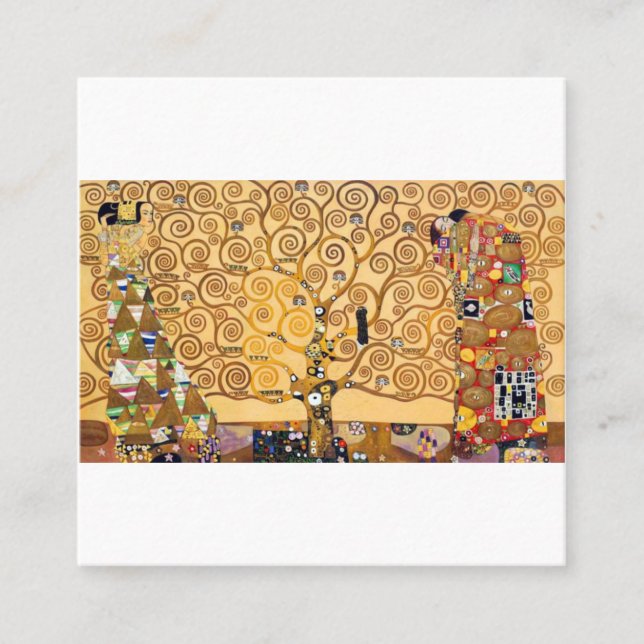 Livets träd Gustav Klimt Fyrkantigt Visitkort (Framsida)