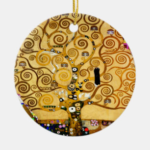 Livets träd Gustav Klimt Nouveau Julgransprydnad Keramik