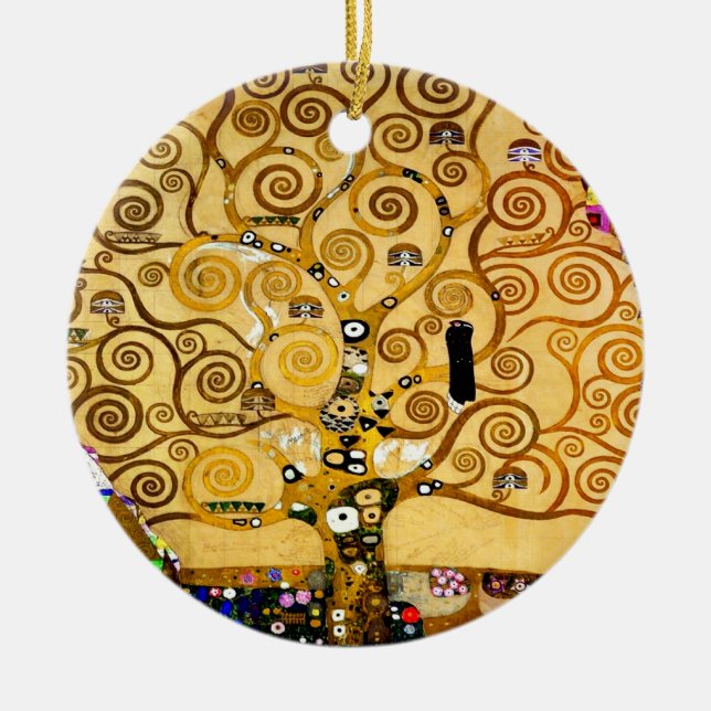 Livets träd Gustav Klimt Nouveau Julgransprydnad Keramik (Framsidan)