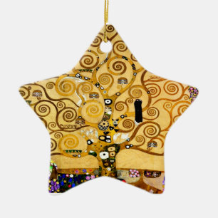 Livets träd Gustav Klimt Nouveau Julgransprydnad Keramik