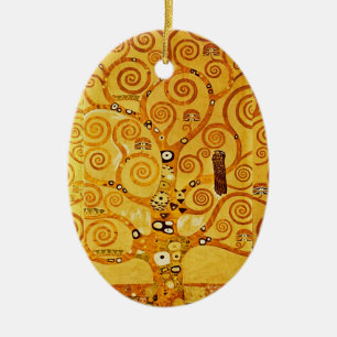 Livets träd Gustav Klimt Nouveau Julgransprydnad Keramik