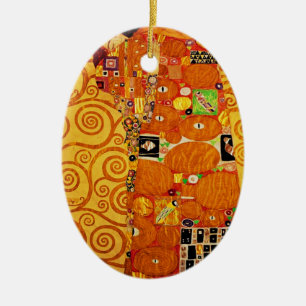 Livets träd Gustav Klimt Nouveau Julgransprydnad Keramik