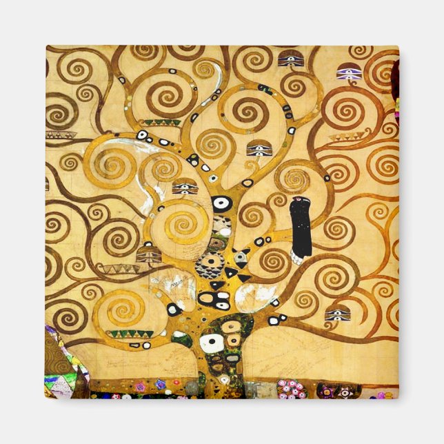 Livets träd Gustav Klimt Nouveau Magnet (Framsidan)