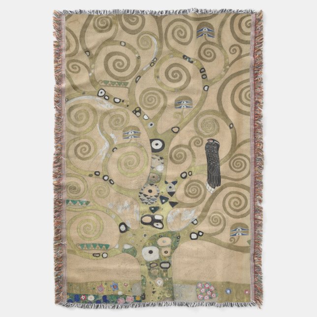 Livets Träd, Gustav Klimt Oljemålning  Filt (Framsidan Vertikal)